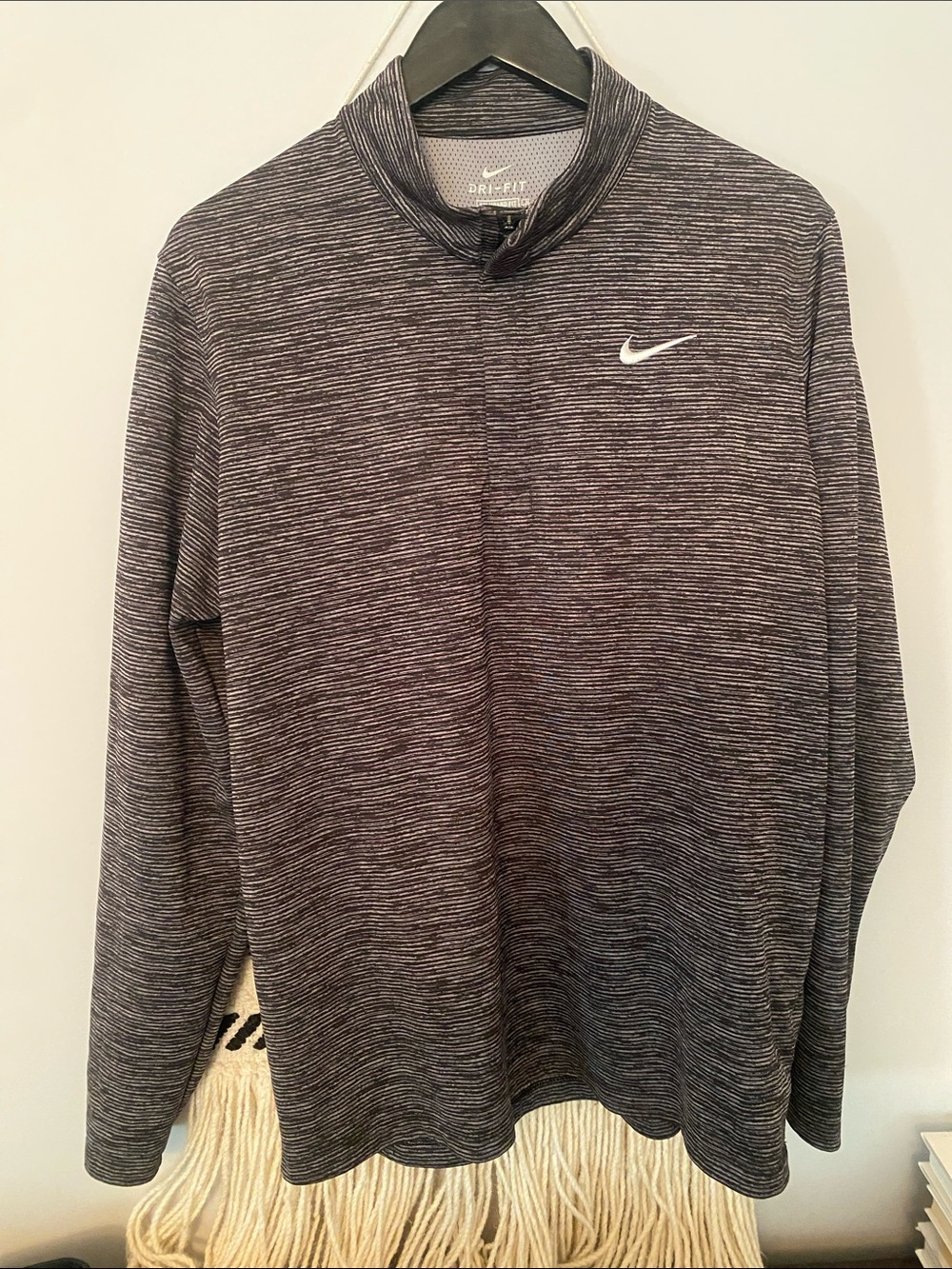 Nike Men's Dri-FIT Victory 1/2-Zip Golf Top Pullover Black Smoke Grey White